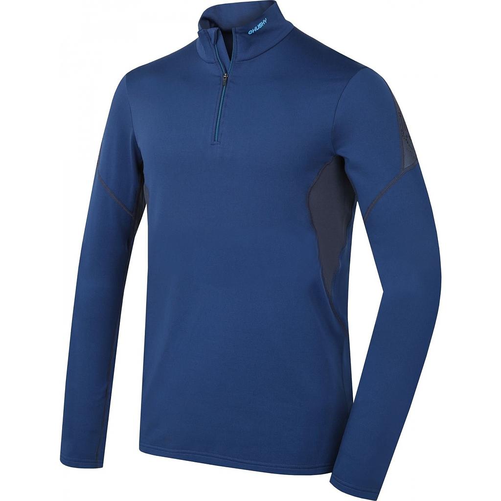Pánske termo tričko Husky Active Winter Long s dlhými rukávmi a zipsom tmavo modré M